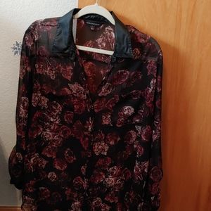 Rock & Republic sheer flowered blouse